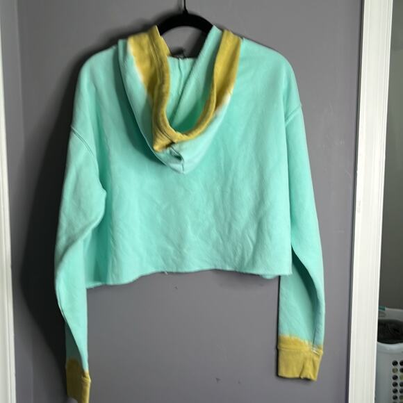 Wild Fable Light Green Cropped Hoodie With Tan Tie Dye Size Large - Picture 6 of 8